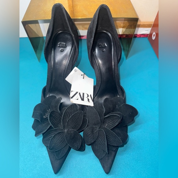 Zara heels pointed suede flower high heels - Picture 1 of 12